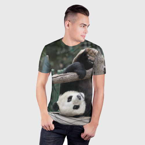 Мужская футболка 3D Slim Паркур панда, цвет 3D печать - фото 3