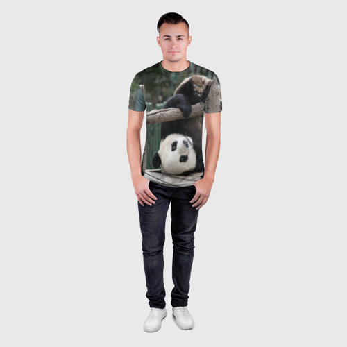 Мужская футболка 3D Slim Паркур панда, цвет 3D печать - фото 4