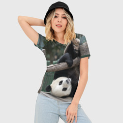 Женская футболка 3D Slim Паркур панда - фото 2