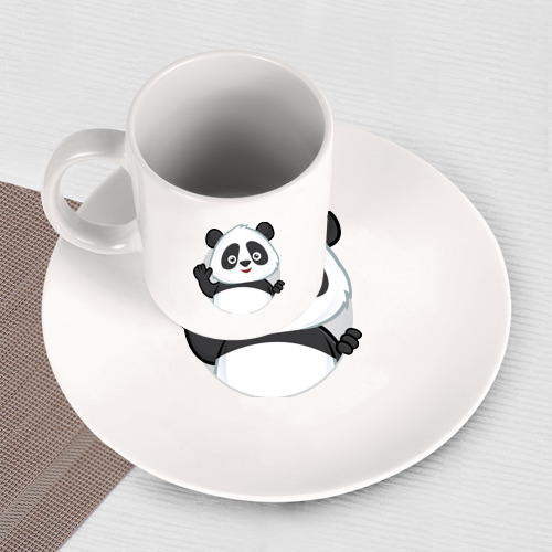 Набор: тарелка + кружка Привет, я панда - фото 3