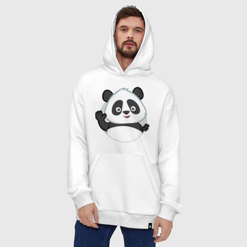 Худи SuperOversize хлопок Привет, я панда, цвет белый - фото 5