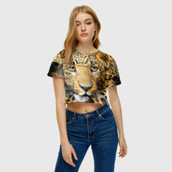 Женская футболка Crop-top 3D Леопард - фото 2