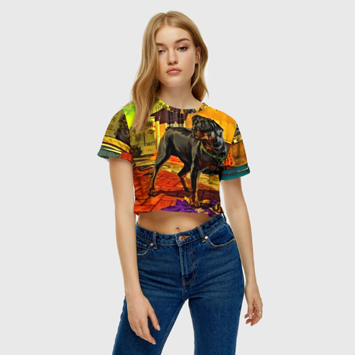 Женская футболка Crop-top 3D Чомп, цвет 3D печать - фото 3
