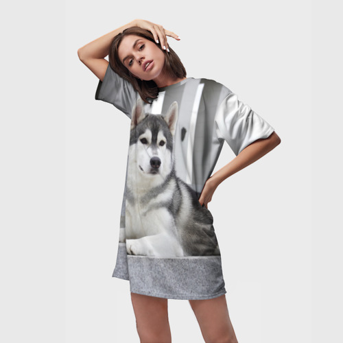 Платье-футболка 3D Волчья парода, цвет 3D печать - фото 3