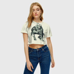 Женская футболка Crop-top 3D Обезьяна с пистолетом - фото 2