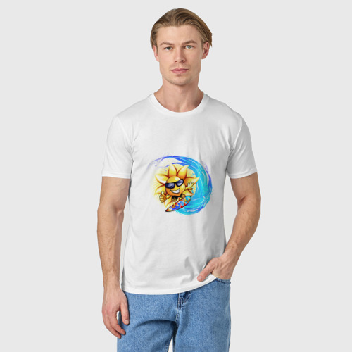 Мужская футболка хлопок Солнышко, цвет белый - фото 3