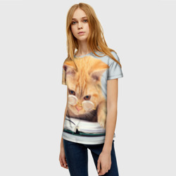 Женская футболка 3D Кот ученый - фото 2