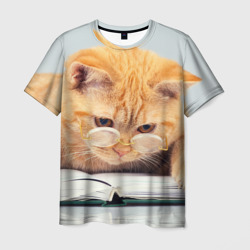 Мужская футболка 3D Кот ученый