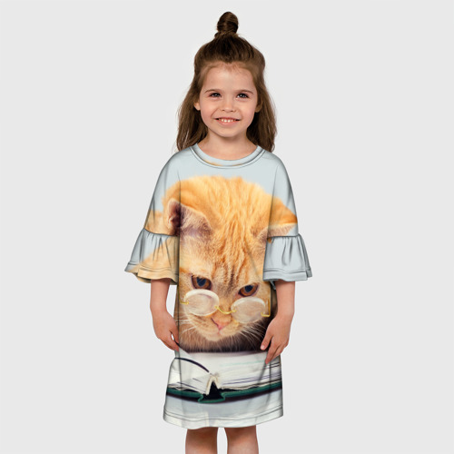 Детское платье 3D с принтом Кот ученый, вид сбоку #3