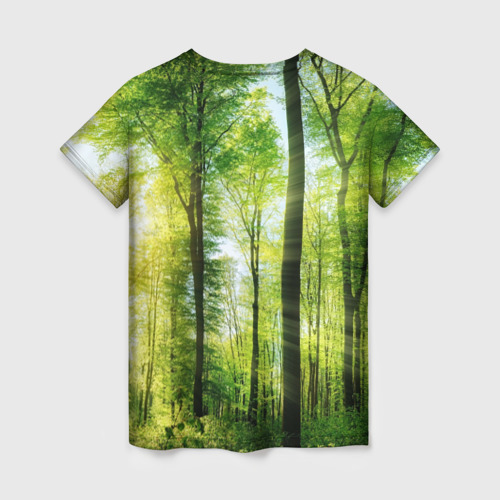 Женская футболка 3D с принтом Солнечный лес, вид сзади #1