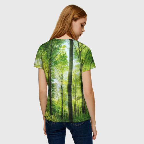 Женская футболка 3D с принтом Солнечный лес, вид сзади #2