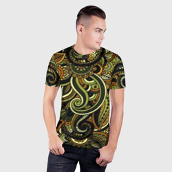 Мужская футболка 3D Slim Flower Pattern - фото 2