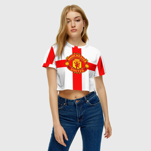 Женская футболка Crop-top 3D Manchester united, цвет 3D печать - фото 4