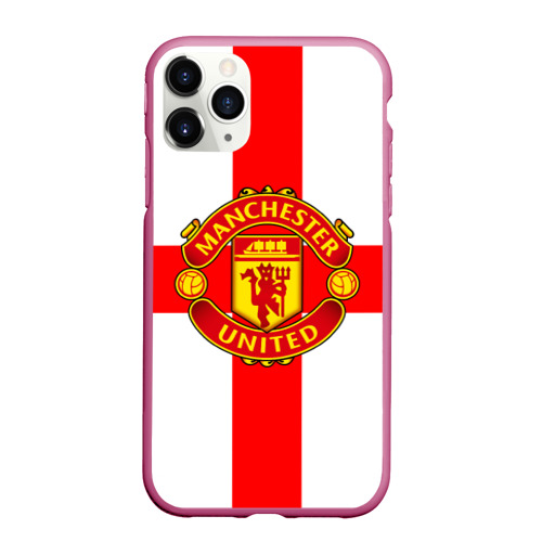 Чехол для iPhone 11 Pro Max матовый Manchester united, цвет малиновый