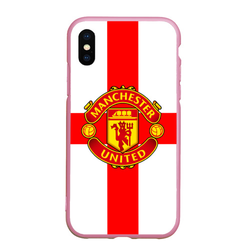 Чехол для iPhone XS Max матовый Manchester united, цвет розовый