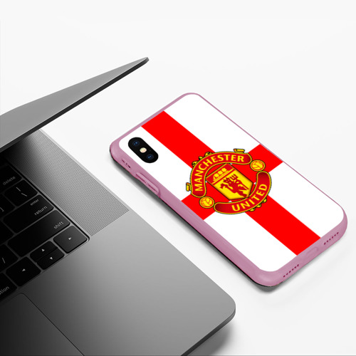 Чехол для iPhone XS Max матовый Manchester united, цвет розовый - фото 5