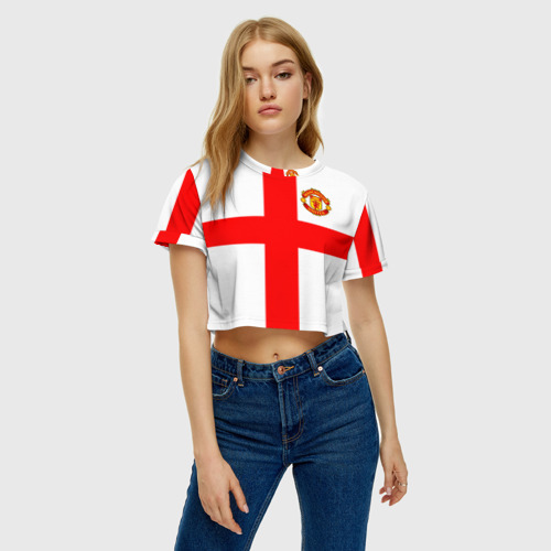 Женская футболка Crop-top 3D Manchester united, цвет 3D печать - фото 4