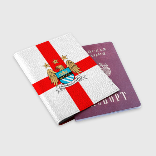 Обложка для паспорта матовая кожа Манчестер сити, цвет красный - фото 3