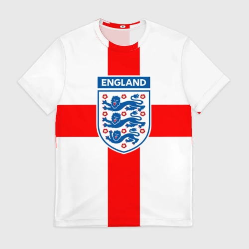 Мужская футболка 3D с принтом Сборная Англии, вид спереди #2