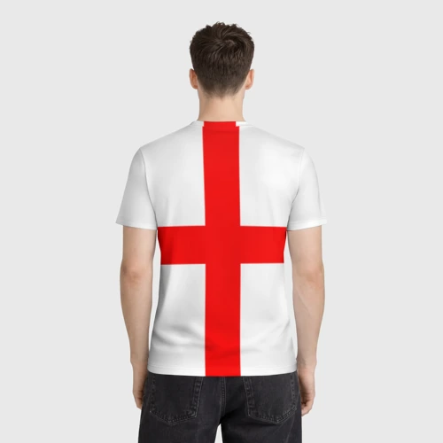 Мужская футболка 3D с принтом Сборная Англии, вид сзади #2