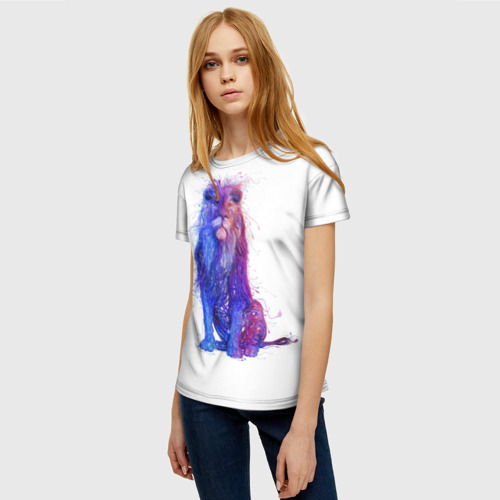 Женская футболка 3D Лев, цвет 3D печать - фото 3