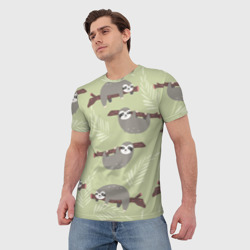 Мужская футболка 3D Ленивец - фото 2