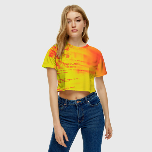 Женская футболка Crop-top 3D Компьютерный код, цвет 3D печать - фото 4