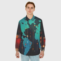 Мужская рубашка oversize 3D Digital world - фото 2