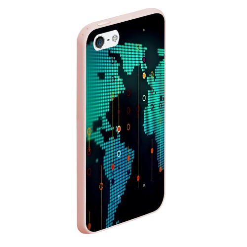 Чехол для iPhone 5/5S матовый Digital world, цвет светло-розовый - фото 3