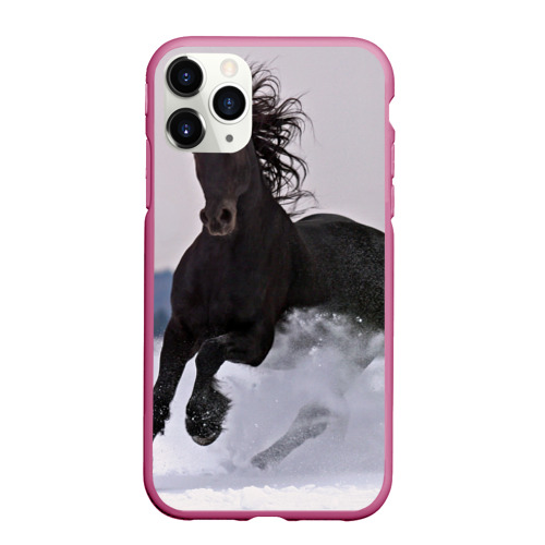 Чехол для iPhone 11 Pro матовый с принтом Грациозный конь, вид спереди #2