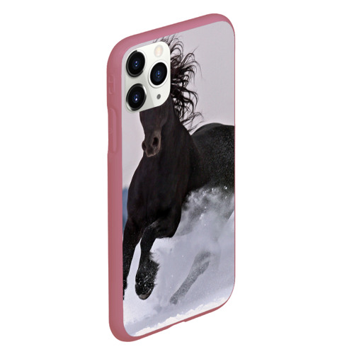 Чехол для iPhone 11 Pro матовый с принтом Грациозный конь, вид сбоку #3