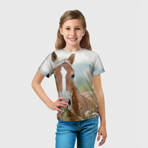Детская футболка 3D Лошадь, цвет 3D печать - фото 5