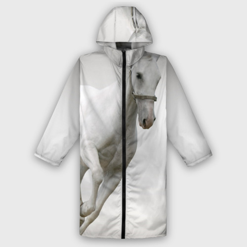 Мужской дождевик 3D Белый конь, цвет белый