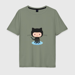 Мужская футболка хлопок Oversize Github cat