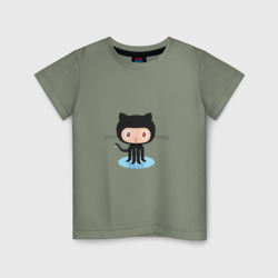 Детская футболка хлопок Github cat