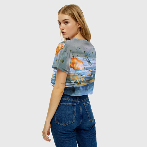 Женская футболка Crop-top 3D Морской бой, цвет 3D печать - фото 5