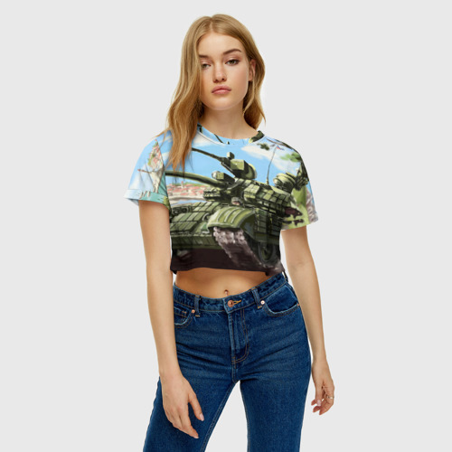 Женская футболка Crop-top 3D Защитники, цвет 3D печать - фото 4