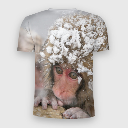 Мужская футболка 3D Slim Обезьянка и зима, цвет 3D печать - фото 2