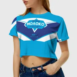Женская футболка Crop-top 3D Молоко сгущеное - фото 5