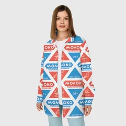 Женская рубашка oversize 3D Молоко пастеризованное в треугольнике паттерн - фото 2