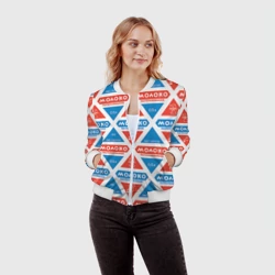 Женский бомбер 3D Молоко пастеризованное в треугольнике паттерн - фото 2