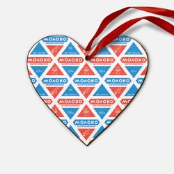 Деревянная игрушка Сердце Молоко пастеризованное в треугольнике паттерн