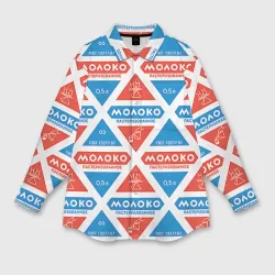 Женская рубашка oversize 3D Молоко пастеризованное в треугольнике паттерн
