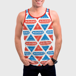 Мужская майка 3D Молоко пастеризованное в треугольнике паттерн - фото 2