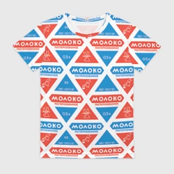 Женская футболка 3D Молоко пастеризованное в треугольнике паттерн