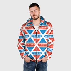 Мужская ветровка 3D Молоко пастеризованное в треугольнике паттерн - фото 2