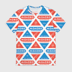Мужская футболка 3D Молоко пастеризованное в треугольнике паттерн