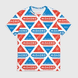 Мужская футболка 3D Молоко пастеризованное в треугольнике паттерн