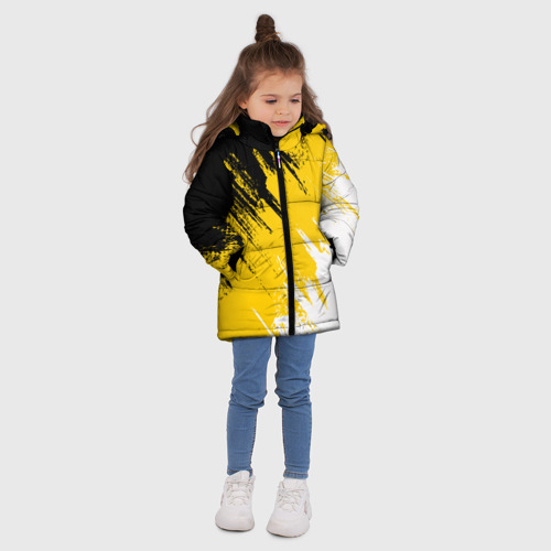Зимняя куртка для девочек 3D с принтом Имперский флаг России, вид сбоку #3