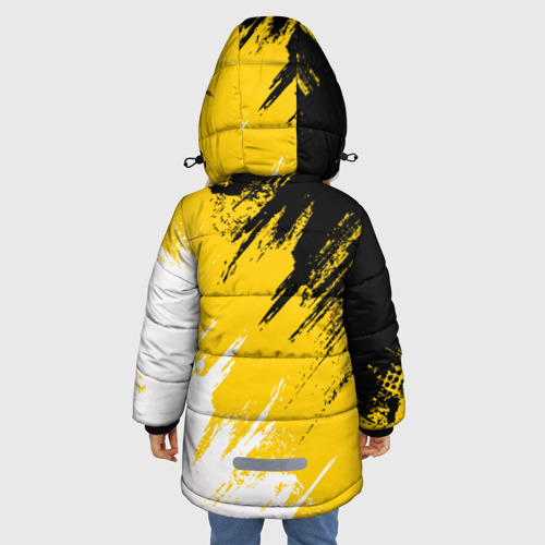 Зимняя куртка для девочек 3D с принтом Имперский флаг России, вид сзади #2